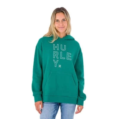 Image de Hurley Os Outline Text Hooded Fleece Sweat à Capuche, Vert Herbe, L Femme