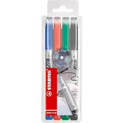Image de STABILO Blister de 4 Stylo Feutre Permanent Write all pointe fine Assortis