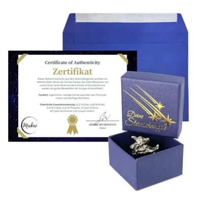 Image de Makai Véritable météorite filante avec certificat d&#039;authenticité et dédicace individuelle à écrire soi même boîte cadeau (boîte de rangement certificat)