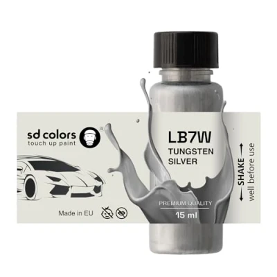 Image de SD COLORS Peinture de retouche argent tungstène LB7W B7W 15 ML Pinceau réparation pour rayures Code couleur Argenté (juste la peinture)