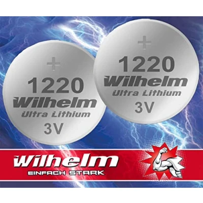 Image de Wilhelm Lot de 2 piles bouton au lithium CR1220 CR 1220 3 V 40 mAh Ø 12 x mm DL1220