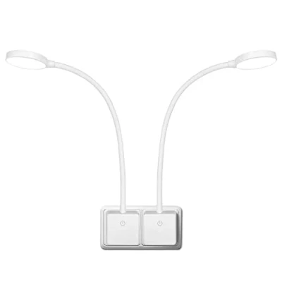 Image de ENUOTEK Lampes Appliques de Lecture Chevet LED, Lampe Liseuse Murale Dimmable Tactile LED Blanche sur Prise Courant, 4W 350Lm Eclairage Blanc Neutre 4000K, 3X Niveaux Luminosité, 2 Pack