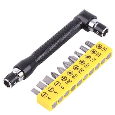 Image de 10 pièces Tournevis Poignée d&#039;extension en forme de L à douille hexagonale tête double plat Torx Outil main kit