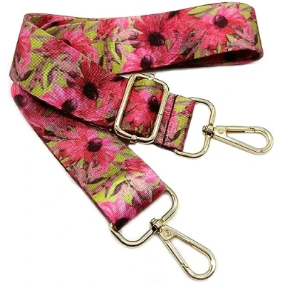 Image de Bandouliere de Rechange Reglable Fleur Rouge, Sangle Sac a Main Remplacement, Universelles mit Boucle Dore pour Femme à Main, Bandoulière Accessoires, 609