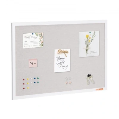 Image de VEVOR Tableau en Liège Blanc 90 x 60 cm, Table d’Affichage Multifonctionnelle avec Surface Lin, Panneau Mural, Accessoires, pour Épingler Mémo Notes Photos Bureau Maison École