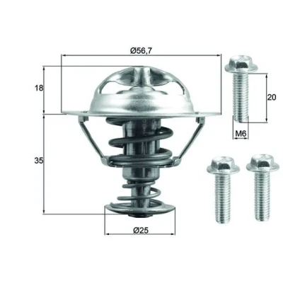 Image de MAHLE ORIGINAL TX 202 90D Thermostat d&#039;eau 90 56,7 avec joint d&#039;étanchéite FORD: Focus 2, S Max Mk1, MONDEO 4, VOLVO: V50, V40 3/5 portes