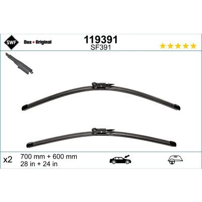 Image de Balai d&#039;essuie glace Swf Visioflex 119391 avant Sans Cadre CITROËN: C4 Coupe, I 3/5 portes, Berline
