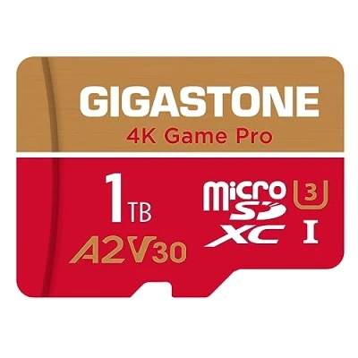 Image de [5 Ans Récupération de données Gratuite] GIGASTONE Carte Mémoire 1 TB, Game Pro Max, Vitesse jusqu&#039;à 100/90 Mo/s, pour Switch, Steamdeck, 4K Video A2 V30 U3 MicroSDXC avec Adaptateur