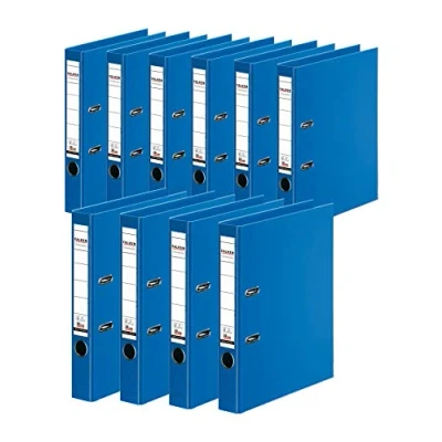 Image de Classeur original Falken Chromocolor de qualité supérieure. Fabriqué en Allemagne. Revêtement extérieur plastique. Paquet 10 10er Pack schmal bleu