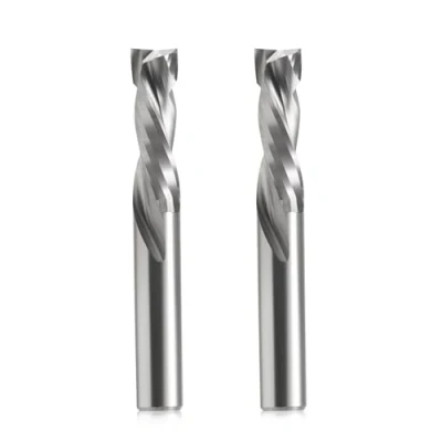 Image de EU_HOZLY Lot de 2 fraises hélicoïdales Up&amp;Down Compression Bit Diamètre coupe 8 mm, Tige Longueur 25 Fraise à queue CNC pour sculpture sur bois, gravure
