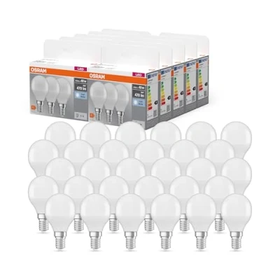 Image de OSRAM LED BASE Classic P40, ampoules à filament dépoli en verre pour culot E14, forme bougie, blanc froid (4000K), 470 lumens, remplace les classiques 40W, boîte de 30