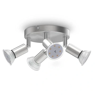 Image de B.K.Licht plafonnier LED, 4 spots pivotants, avec ampoules LED GU10 3W 250lm, lumière blanche chaude, éclairage plafond chambre, salon salle à manger cuisine, Ø18cm