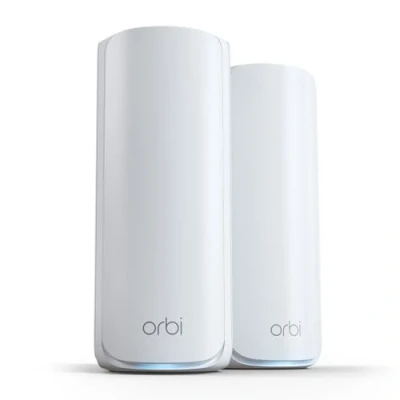 Image de NETGEAR Système Mesh WiFi 7 Tri Band Orbi (RBE772) Pack de 2 Couverture 500m², 100 appareils Port internet 2,5 Gbit s BE11000 (11 s) compatible mur épais et toutes box