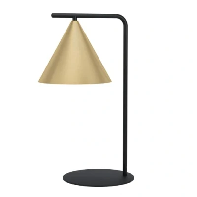 Image de EGLO lampe de chevet Narices, table minimaliste pour salon, luminaire design en métal laiton brossé noir et doré avec interrupteur, douille E27