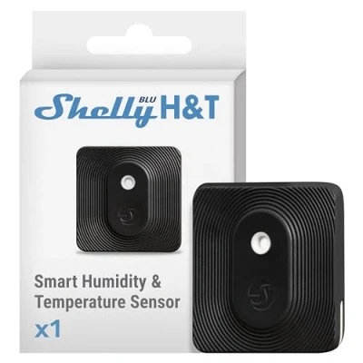Image de Shelly BLU H&amp;T Noir Capteur de température et d’humidité Bluetooth Protection IP54 Portée 10 à 30 m Aucun hub requis Scènes personnalisées Alexa &amp; Google Home App iOS, Android