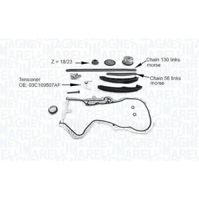 Image de MAGNETI MARELLI 341500001200 Jeu de distribution à chaînes avec chaine pompe huile vis/boulons chaîne faible bruit, Simplex