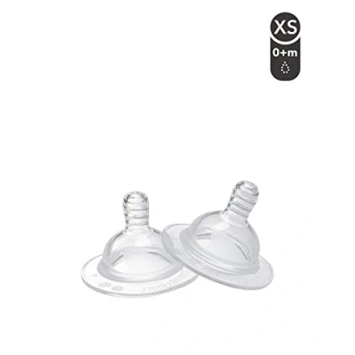Image de Twistshake Lot de 2 Tétines Anti Colique en Silicone Taille Super Petit pour Bébé Bouteilles à Boire Débit Lent, Tétine Forme Sein Biberon, 0+ Mois, Sans BPA, Transparent