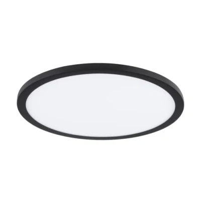 Image de Eglo Spot LED encastrable Fueva Flex, Ø 22,5cm, luminaire encastré extra plat pour trous de forage taille universelle, noir, lampe plafond blanc chaud, profondeur d’installation 25 mm