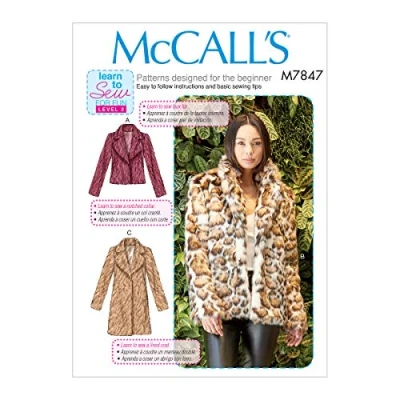 Image de The McCall Pattern Company McCall&#039;s M7847OSZ Patron de couture pour manteau femme cuisse XS à XL Motif X, taille unique