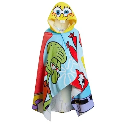 Image de SPONGEBOB SQUAREPANTS Serviette à capuche 100% coton Poncho pour enfants de plage bain natation Peignoir change