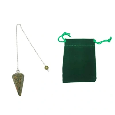 Image de pendule en pierre naturelle Unakite, cristal, cristal hexagonal vintage pour la radiesthésie, Chakra Reiki Divination Méditation Wicca (Unakite)