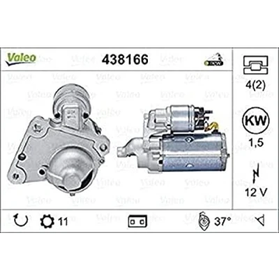 Image de VALEO NEW ORIGINAL PART 438166 Démarreur 12 1,5 11 PEUGEOT: 206 3/5 portes, 307 207 CITROËN: C3 I portes