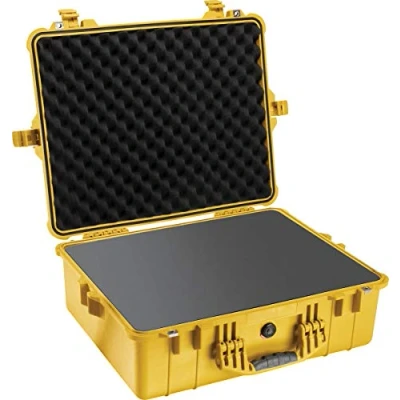 Image de PELI 1600 valise de protection antichoc, étanche à l&#039;eau et la poussière IP67, capacité de46L, fabriquée en Allemagne, avec insert mousse personnalisable, jaune