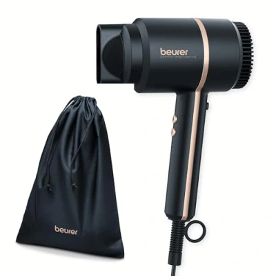Image de Beurer HC 35 sèche cheveux compact avec fonction ionique pour des brillants et lisses, embout concentrateur inclus, 1600 2000 Watt, séchoir noir/rose