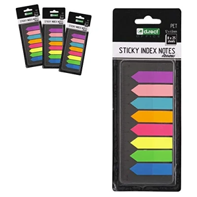Image de D.RECT Lot de 24 marque pages PET Autocollants avec règle 12x45 mm 8x25 marqueurs page multicolores Feuillets Colorés Accrocheurs 12 cm Mesure