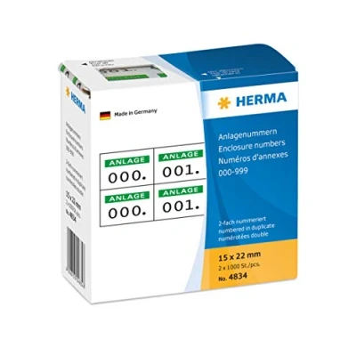 Image de Herma 4834 Étiquettes à numéros auto adhésives numérotage double 15 x 22 mm (Numéros en vert)