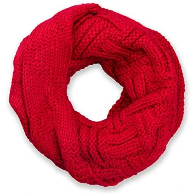 Image de styleBREAKER écharpe loop tricotée avec motif grille et strie, mailles fines unies, d&#039;hiver, unisexe 01018155, couleur:Rouge