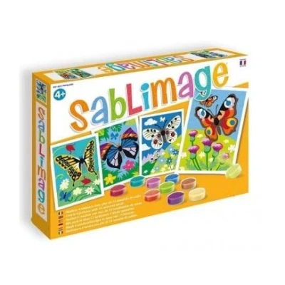 Image de cavernedesjouets Coffret sablimage Papillons 4 Tableaux Animaux kit Creation en Sable Colore 16 tonalites Set Loisir creatif Enfant avec Carte