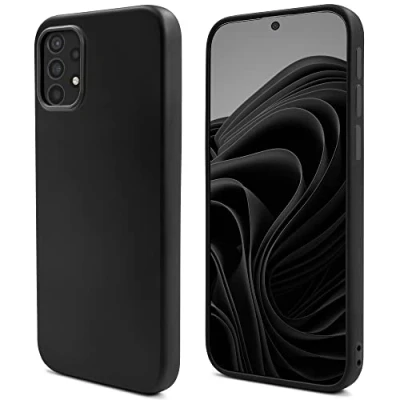 Image de Moozy Lifestyle. Conçu pour Samsung A52, A52 5G, noir coque légère en silicone liquide avec finition mate et doublure microfibre douce, de qualité supérieure Neuf