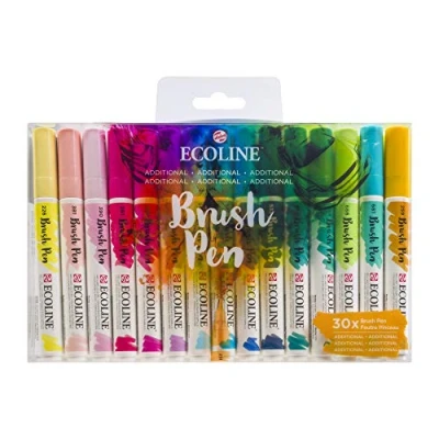 Image de Ecoline Brush Pen Set de 30 Marqueurs pointe feutre Teintes supplement à dégrader pour lettering, dessin &amp; journaling