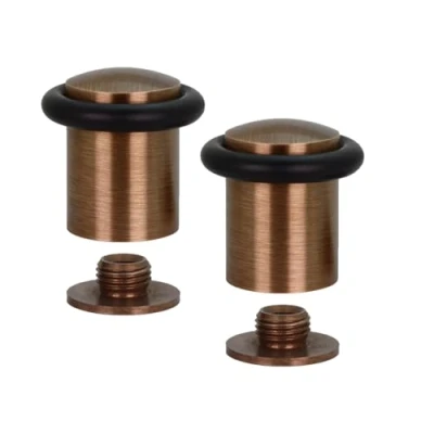 Image de EVI Herrajes Lot de 2 butées porte avec base filetée en caoutchouc noir silicone naturel laiton Comprend cheville + vis