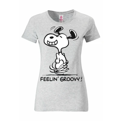 Image de Logoshirt Snoopy Feelin Groovy Tshirt imprimé graumeliert, Femme, Taille: XS, Grau/meliert