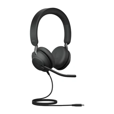 Image de Jabra Evolve2 40 SE Filaire Câble USB C étendu Casque stéréo avec Suppression du Bruit Technologie d&#039;appel à 3 micros Fonctionne Toutes Les principales Plateformes de Communication