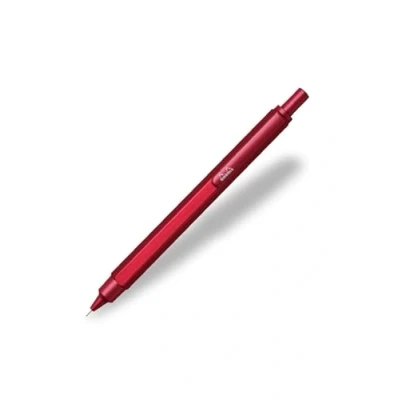 Image de RHODIA 9394C Portemine scRipt Corps Hexagonal en Aluminium Brossé Rouge pour Mines Graphite Standards 0,5 mm, Canon Acier Rétractable, Gomme Sous le Poussoir Collection