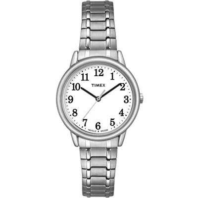 Image de Timex Montre Easy Reader 30 mm pour Femme avec Cadran Blanc et Bracelet en Acier Inoxydable argenté TW2U40400