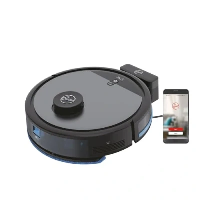 Image de Hoover HG530H Robot Aspirateur Wet &amp; Dry Aspire et Nettoie, Brosse XL, Grande Autonomie 90min, Puissant, Ultra silencieux 68 dBA, Capteurs Anti Chute, Station de Recharge, Programmable, Application