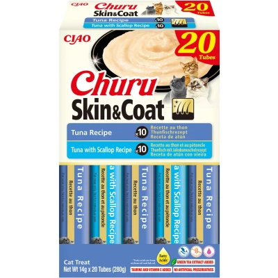 Image de INABA Churu Skin &amp; Coat pour chats Purée Multipack de Thon 20 pièces