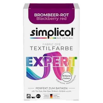 Image de simplicol Teinture textile expert Rouge mûre 1706 pour colorer et rafraîchir les vêtements, lavable en machine, coton, laine, soie, lin, viscose tissus mélangés