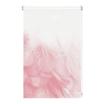 Image de GARDINIA Enrouleur Digiprint Boa à plumes, fixation par serrage, Store lumière du jour avec impression numérique, Opaque, Toutes les pièces de incluses, Blanc/décor, 110 x 150 cm (lxH)