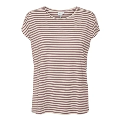 Image de VERO MODA VMAVA Plain SS Top Stripe GA JRS Noos T Shirt, Nostalgia Rose/Rayures : Pristine, M Femme