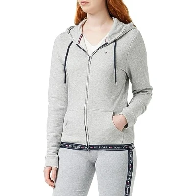 Image de Tommy Hilfiger Sweat À Capuche Femme Fermeture Éclair Zip, Gris (Grey Heather), XS