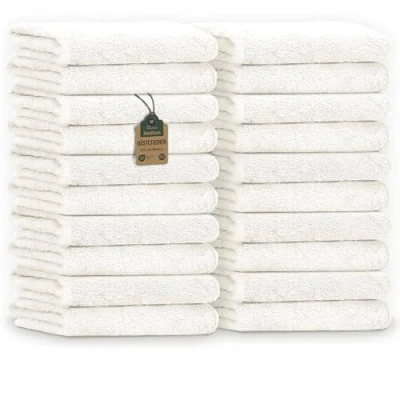 Image de NatureMark Lot de 20 serviettes d’invité, en éponge, 30 x 50 cm, 100 % coton, écru crème