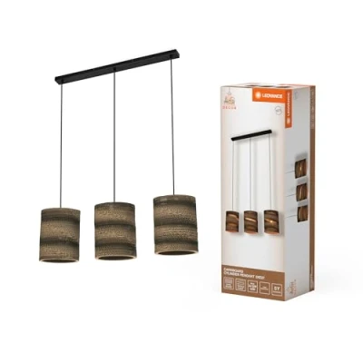Image de LEDVANCE à 3 lampes Decor Cardboard Cylindre marron en carton ondulé, E27, longueur 830 mm, abat jour matériau recyclé, durabgrâce une source lumineuse remplaçable, facià installer