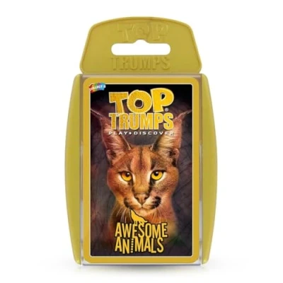 Image de Top Trumps Jeu de Cartes génial des Animaux Classiques, découvrez à Quel Point Le léopard neiges est Mignon et Quelle la Taille du rhinocéros Noir, éducatif pour 2 Joueurs