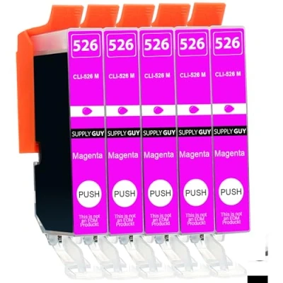 Image de Supply Guy 5 Cartouches d&#039;encre Compatible avec Canon CLI 526 Magenta pour Pixma IP4850 IP4950 IX6550 MG5150 MG5250 MG5340 MG5350 MG6150 MG6250 MG8150 MG8240 MG8250 MX715 MX885 MX895