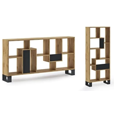 Image de Skraut Home Etagère bibliothèque modèle LOFT Couleur de la Structure Chêne foncé 68,5 x 168 25 cm Rangement pour Salon